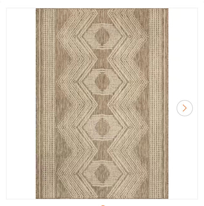 Ranya Tribal Light Brown 6 ft. 7 in. X 9 ft Indoor/Outdoor Patio Area Rug