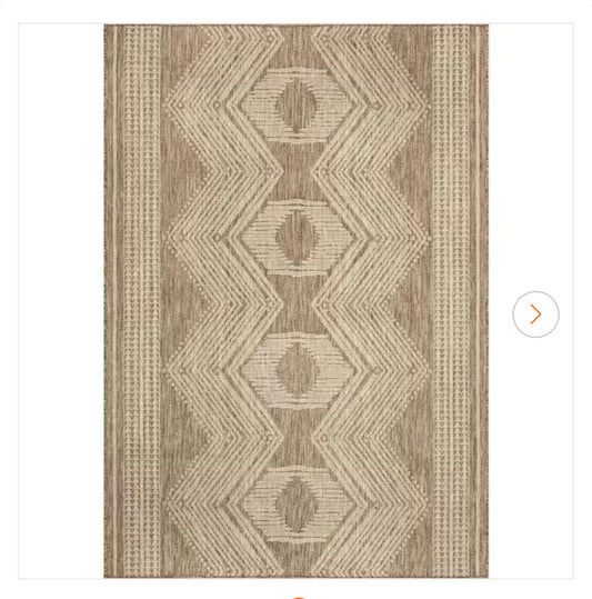 Ranya Tribal Light Brown 6 ft. 7 in. X 9 ft Indoor/Outdoor Patio Area Rug