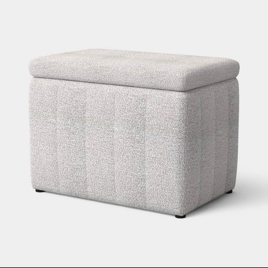 Essex Single Storage Ottoman Faux Leather Threshold Upholstered Rectangular Bench with Lid (Cream) (New in Box)