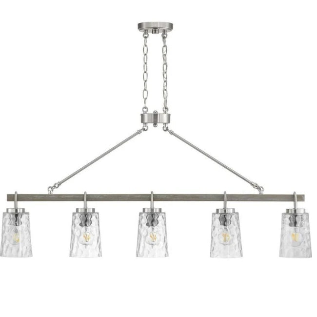 Tiana 5-Light Driftwood & Brushed Nickel Linear Chandelier