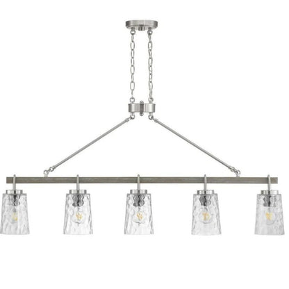Tiana 5-Light Driftwood & Brushed Nickel Linear Chandelier