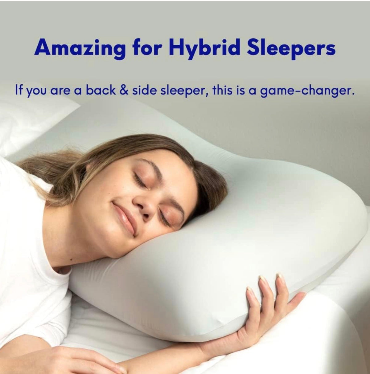 C Cushion Lab Deep Sleep Pillow Patented Ergonomic Contour Design for Slide & Back Sleeper, Orthopedic Cervical Shape Gently Cradles Head & Provides Neck Support & Shoulder Pain Relief (Light Gray) (New in Box)