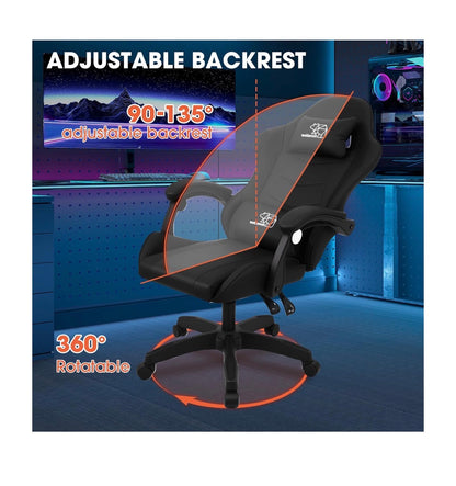 BorealBear Gaming Chair Office Chair, Reclining High Back PU Leather Computer Desk Chair with Headrest and Lumbar Support, Suitable for Gaming Chairs, Office Storage, and More (Black) (New in Box)