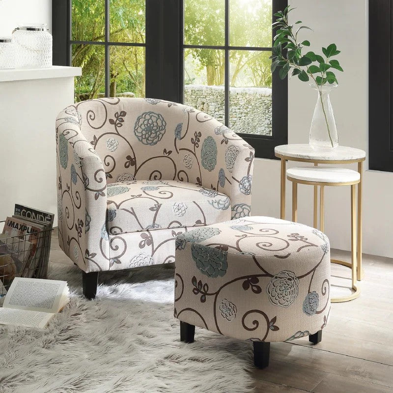 Accent Retro Living Room Chair with Ottoman