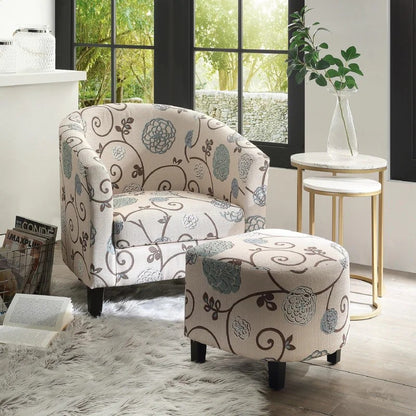 Accent Retro Living Room Chair with Ottoman