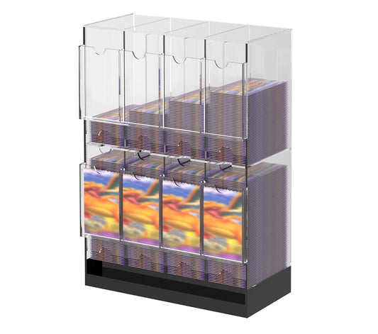 8 Slot Clear Acrylic Booster Pack Dispenser, Card Organizer with Black Base, Fits 280+ Booster Packs, 4mm Thick Display Holders for Sports, Trading Collector Cards