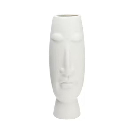 Matte Eggshell Ceramic Face Vase
