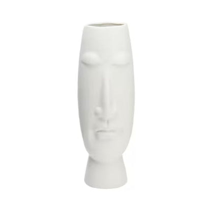 Matte Eggshell Ceramic Face Vase