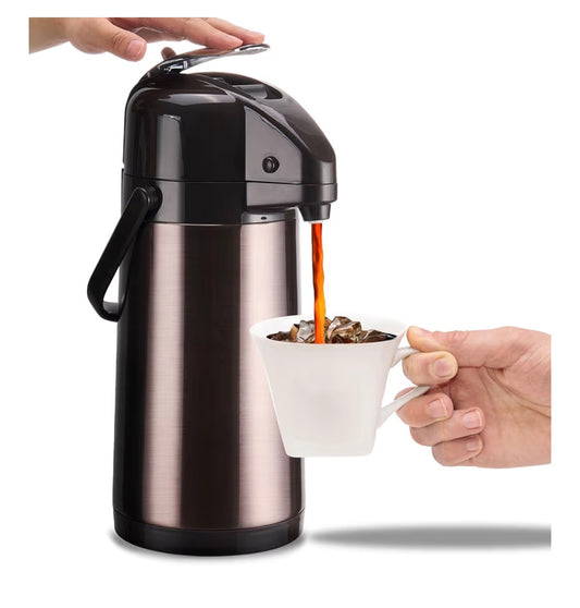 Paracity Airpot Coffee Carafe with Double Pump Stainless Steel Drink Dispencer for Hot/Cold Beverages