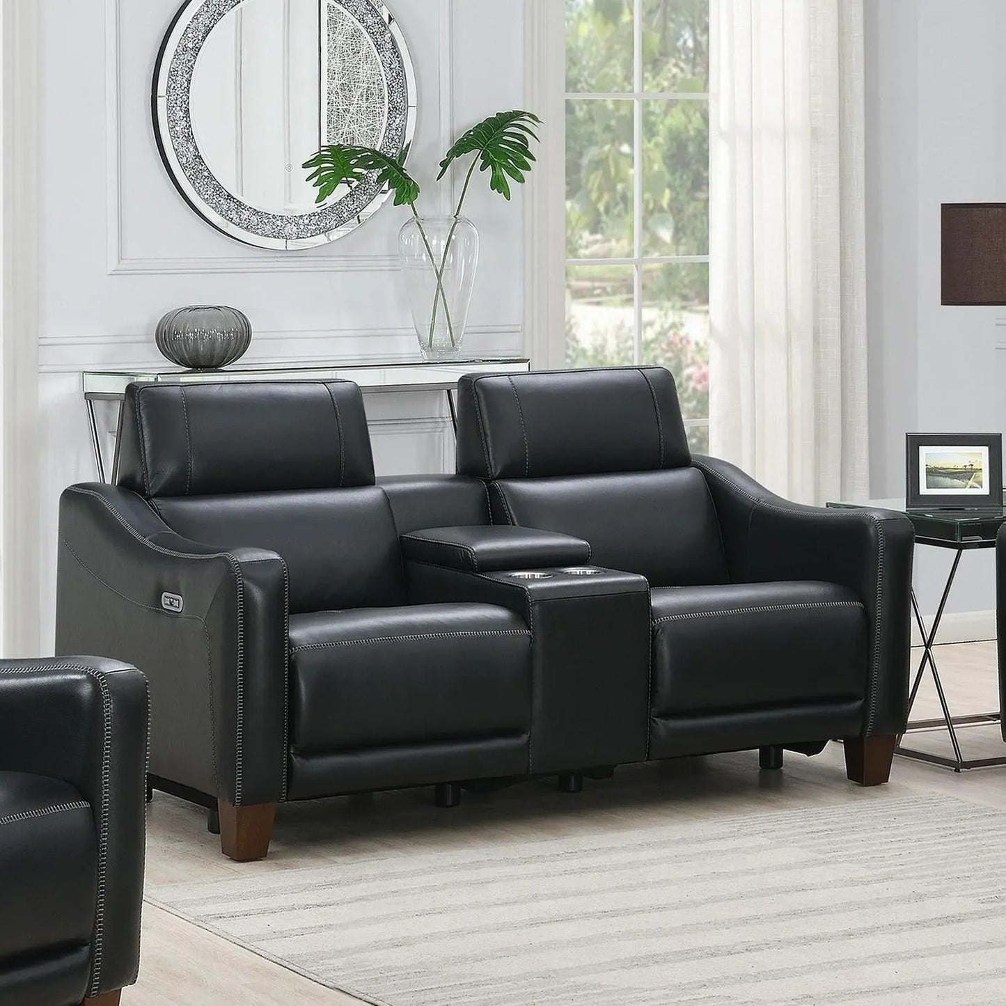 Giorno Leather Power Loveseat