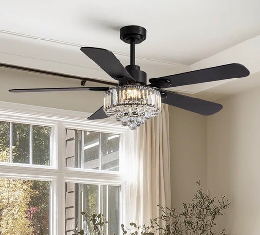 Crystal Fandelier Ceiling Fan w/Light, Chandelier Ceiling Fan