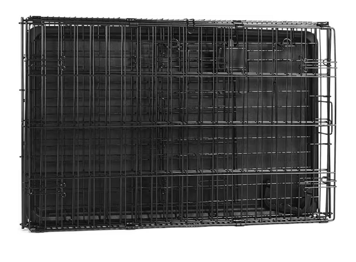 Amazon Basics Portable Metal Wire Dog Crate with Removable Tray, Single Door with Divider Panel, Foldable, Collapsible, Easy to Assemble & Clean 36 Inch X 23 Inch X 25 Inch (Black) (New in Box)