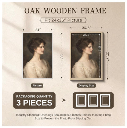 24 X 36 Inch Poster Frame 3 Pack, Natural oak Wood Wide Border for Pictures Light Woodgrain, Wall Hanging, HD Plexiglass, Vertical & Horizontal Wall Display Artwork, Office, Gallery Wall & Hallways (New in Box)