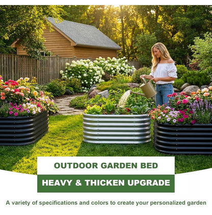 2 Pack 4 X 2 X 2 Ft. Galavanized Raised Garden Bed Outdoor, Oval Sturdy and Durable Planter Boxes for Vegetables, Fruits, Flowers and Plants, Easy Assembly (Gray) (New in Box)