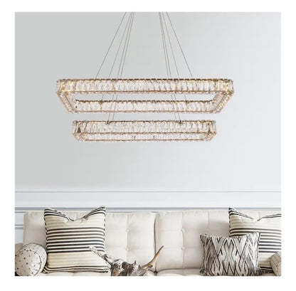 Elegant Lighting Monroe 42 Inch Led Double Rectangle Pendant In Gold