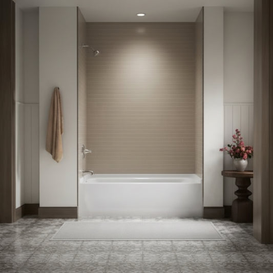 Sterling White Fiberglass/Plastic Composite Rectangle Alcove Soaking Bathtub