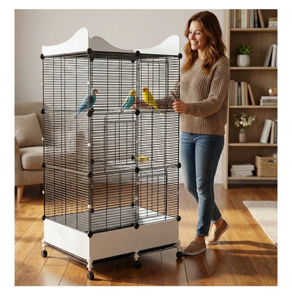 Encrypted Bird Cage Large Bird Cages 57 Inch Top Storage Space, Bottom Splash Guard with Essential Bird Supplies Durable & Spacious (New In Box)