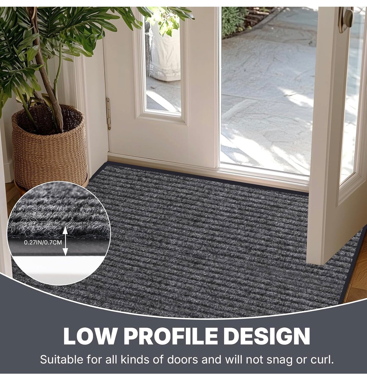 Storystore 3 Ft. X 10 Ft. Front Door Mat Heavy Duty Commercial Mat for Indoor/Outdoor Entryways, Non Slip Rubber Backing Low Profile for Entrance Home, Office, Patio & Garage (Gray) (New in Package)