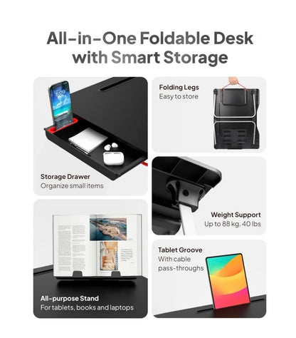 Cooper Cases Laptop Desk and Book Stand, Multifunctional Foldable Lap Desk for Bed (Black) (New in Box)