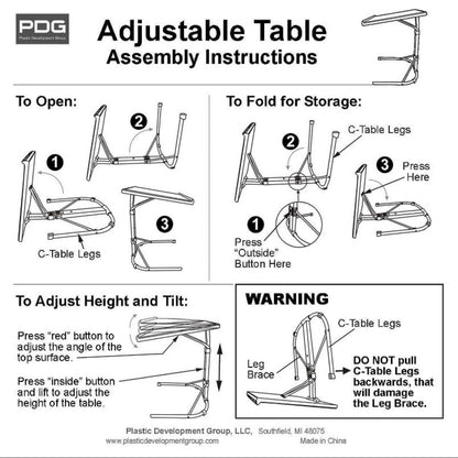 Peakform Adjustable Height Folding Table/Tray (Black (New)