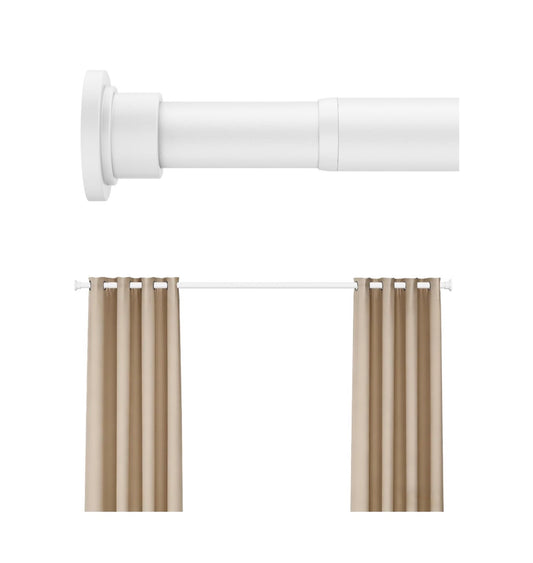 Heavy Duty Tension Curtain Rod by EZFurni, 42 to 76 Inches, Anti-Slip Spring Loaded Curtain Rods No Drilling, Apartment Renter Friendly Tension Rod for Windows, Bathroom, Closet & Doors (White) (New in Box)
