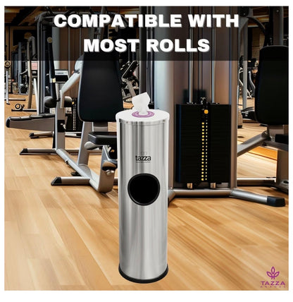 Tazza Budget Gym Equipment Wipe Dispenser - with Lift-off Access, Compact Wipes Holder & Built in Trash Can