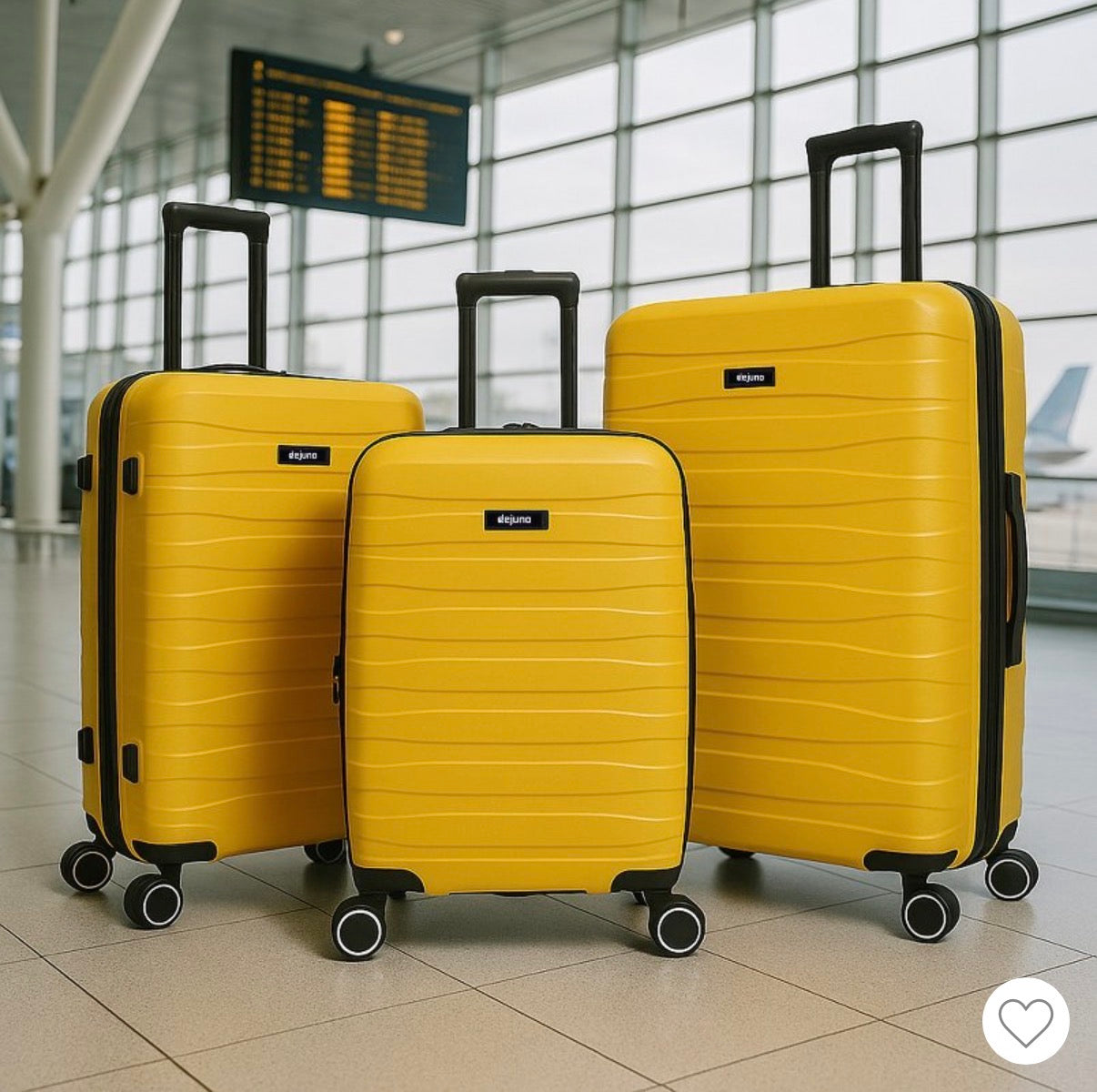 World Traveler Dejuno Motley 3 Piece Lightweight Hardside Expandable Spinner Luggage Set- Yellow  -NEW