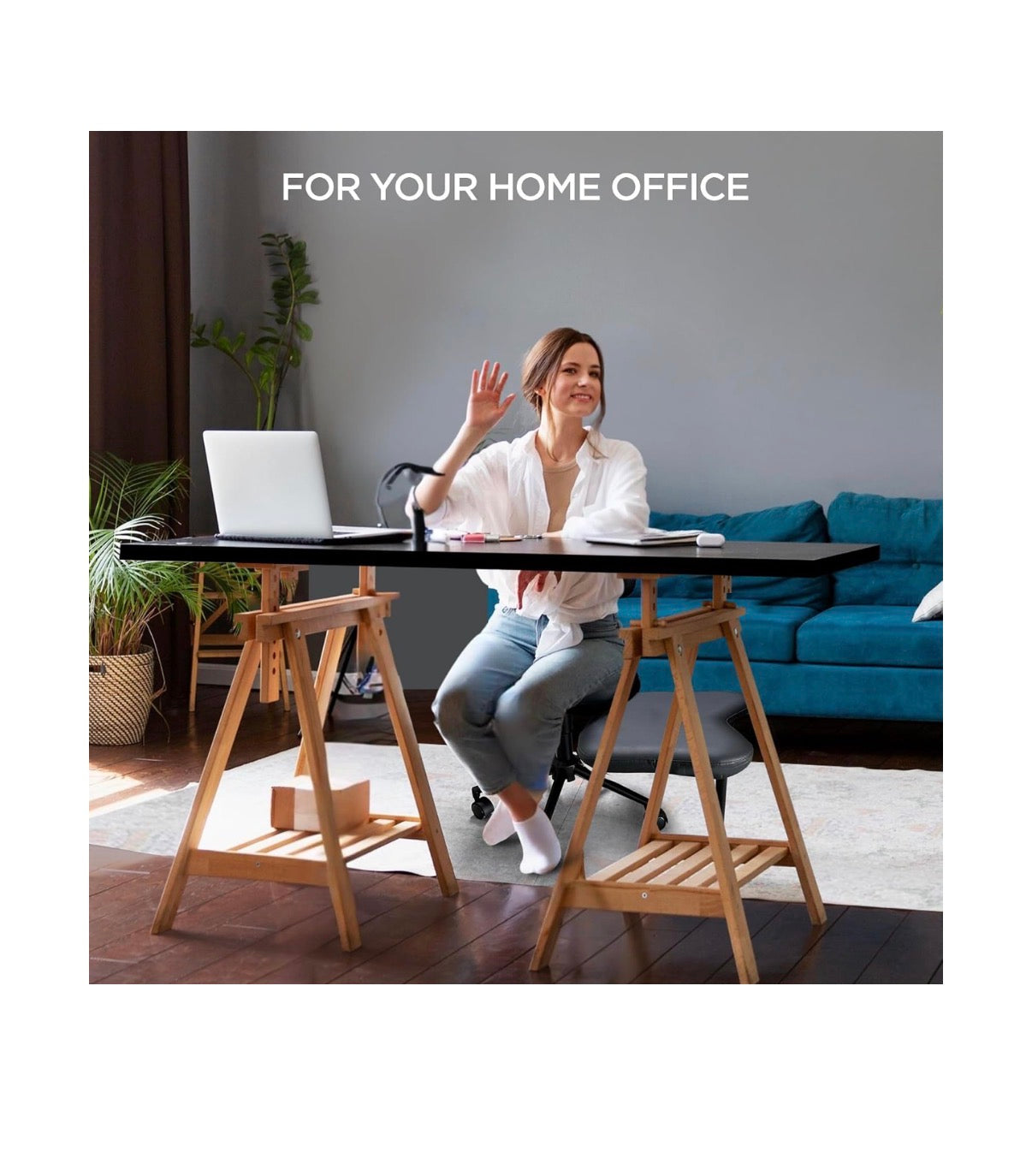 Meditation Chair Cross Legged ADHD Office Chair for Adults: Wheels Ergonomic Back Support and Leg Rest for Multi Position Criss Cross Sitting Kneeling Fidgeting and Yoga, Height Adjustable (Black) (New in Box; needs to be assembled)