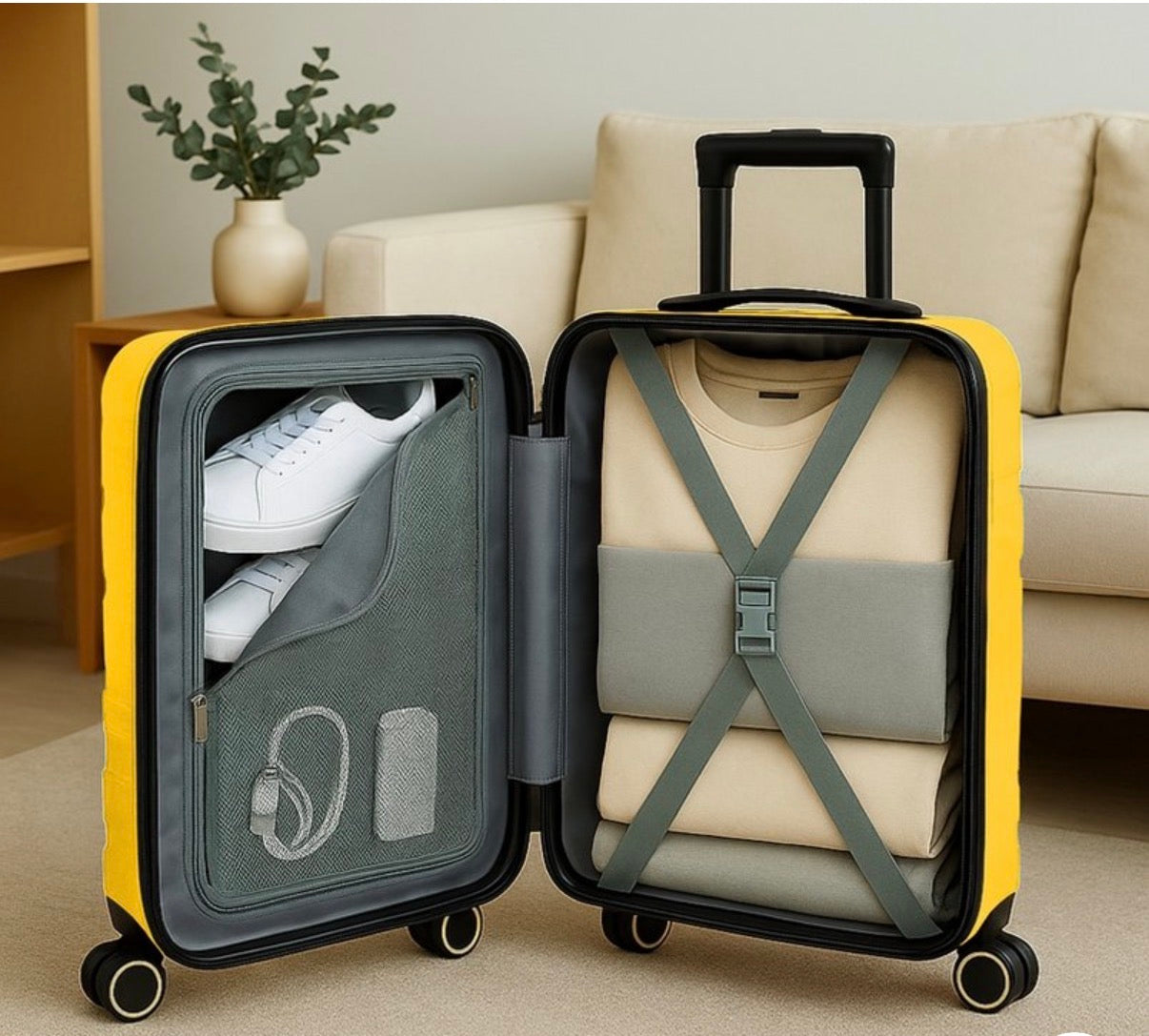 World Traveler Dejuno Motley 3 Piece Lightweight Hardside Expandable Spinner Luggage Set- Yellow  -NEW