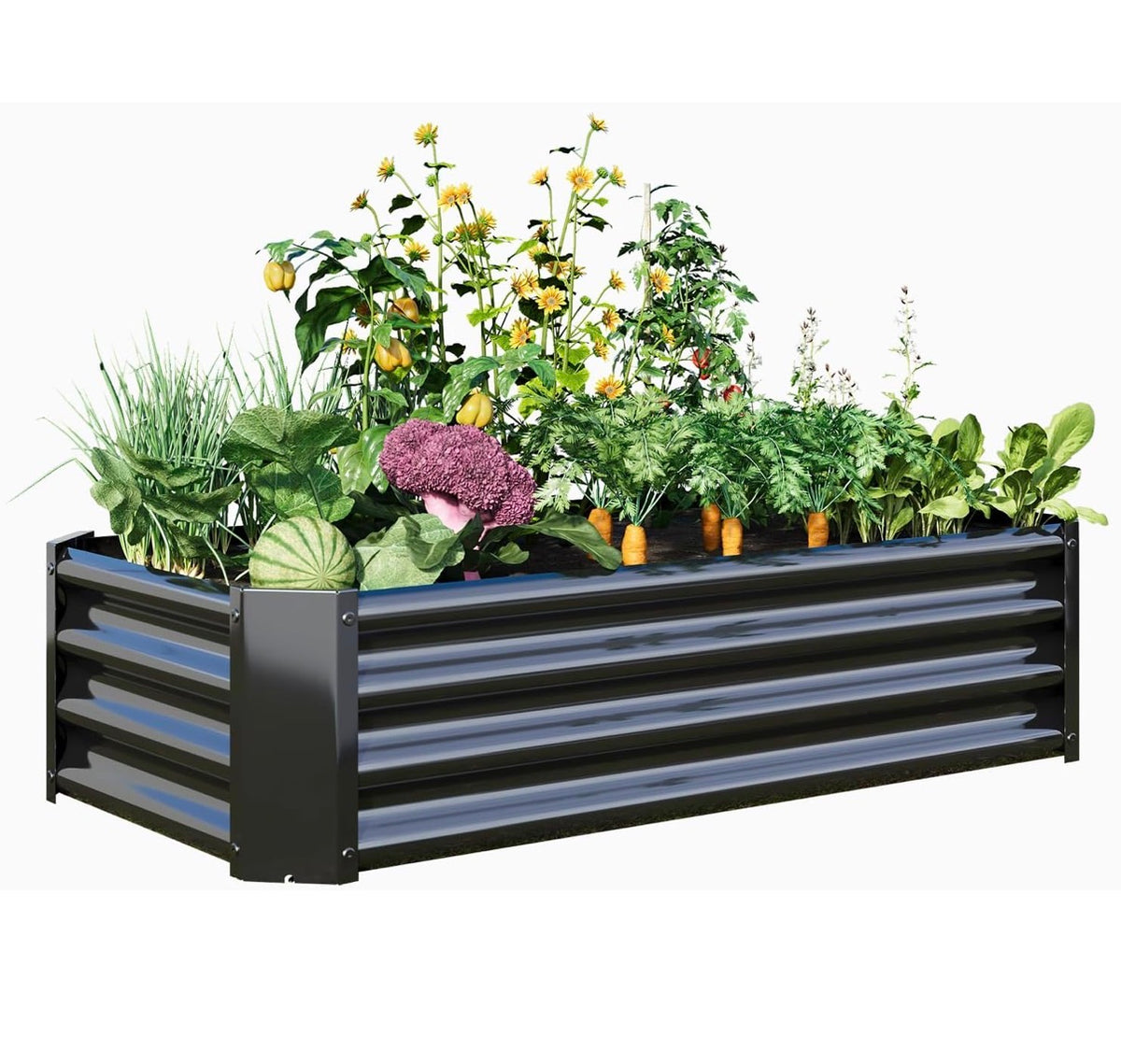 Metal Galvanized Raised Garden Bed Kit 4 Ft. X 2 Ft. 1 Ft. Open Base for Growing Vegetables, Flower, Herbs, Fruits, Succulents Outdoor (New in Box)