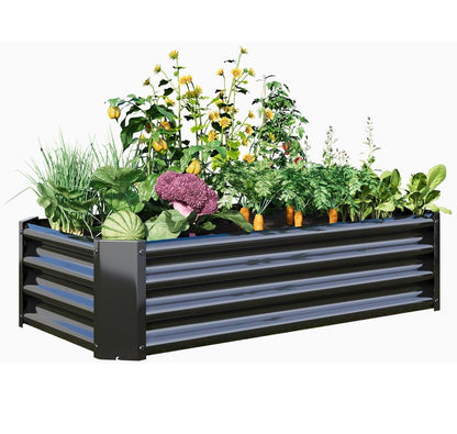 Metal Galvanized Raised Garden Bed Kit 4 Ft. X 2 Ft. 1 Ft. Open Base for Growing Vegetables, Flower, Herbs, Fruits, Succulents Outdoor (New in Box)