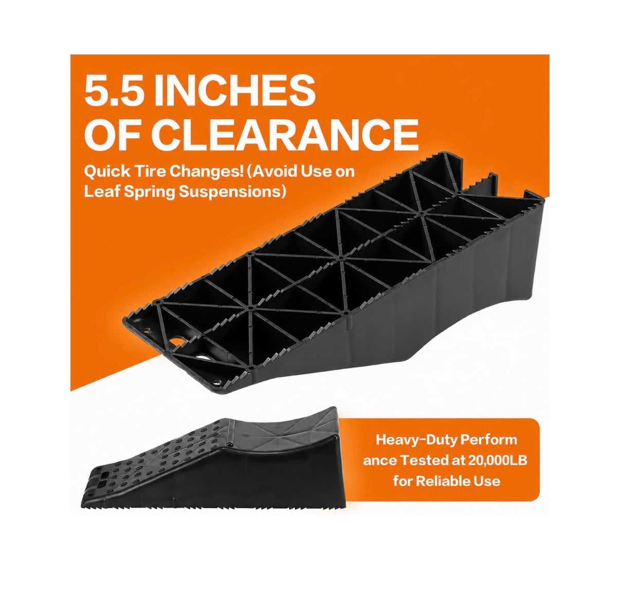 2 Pack Tandem Wheel Ramp, Concave Portable Ramp, Heavy Duty Tire Changing Aid on Tandem Dual Axle Trailer, 5.5 Inch Tire Lift Trailer Wheel Jack RV Flat Tire Ramp (2) (New in Box)