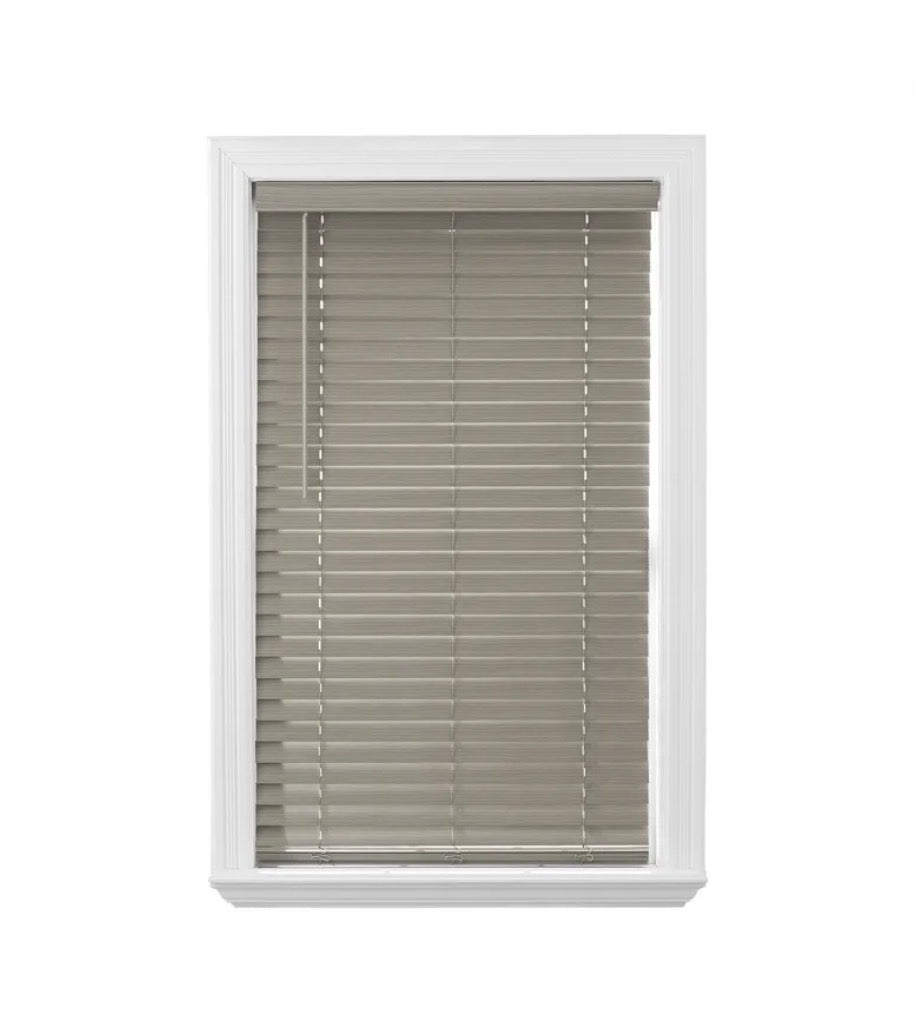 Better Homes & Gardens 2 Inch Cordless Faux Wood Horizontal Blinds 34 Inch Width X 72 Inch Length (Rustic Gray) (New in Box)