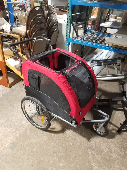 Best Choice Products 2-in-1 Dog Bike Trailer, Pet Stroller Bicycle Carrier with Hitch, Brakes, Visibility Flag, Reflector (In Good Used Condition)