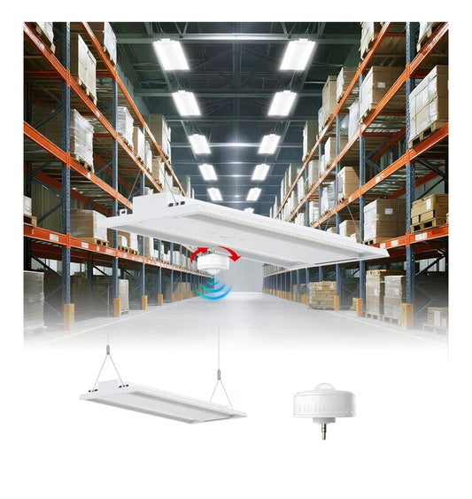 300W LED Linear High Bay Shop Light with Motion Sensor, Large Central Lighting Area, 45000LM, 120-277V, 0-10V, 5000K, Commercial Linear high Bay LED Shop Lights for Warehouse Industrial Garage (New in Box)