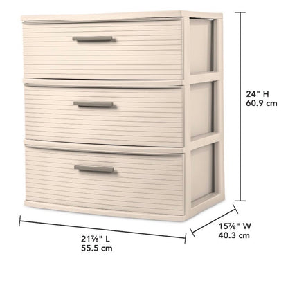 3 Drawer Wide Tower - Snowfall White - Brightroom