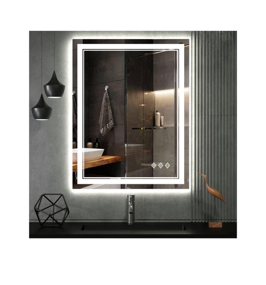 LED Bathroom Mirror 24 Inch X 32 Inch Vanity Mirror with Lights Gradient Front and Backlit Bathroom Mirror with Lights, 3 colors Dimmable CRI>90, IP54 Enhanced Anti-Fog (New in Box)
