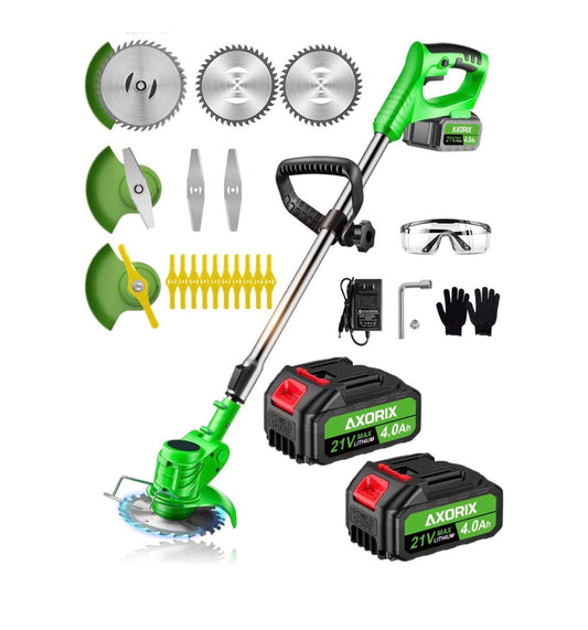 21 V Weed Wacker Cordless, 3 Types Blades, Lightweight Cordless Brush Cutter, Stringless Grass Trimmer (Green) (New in Box)