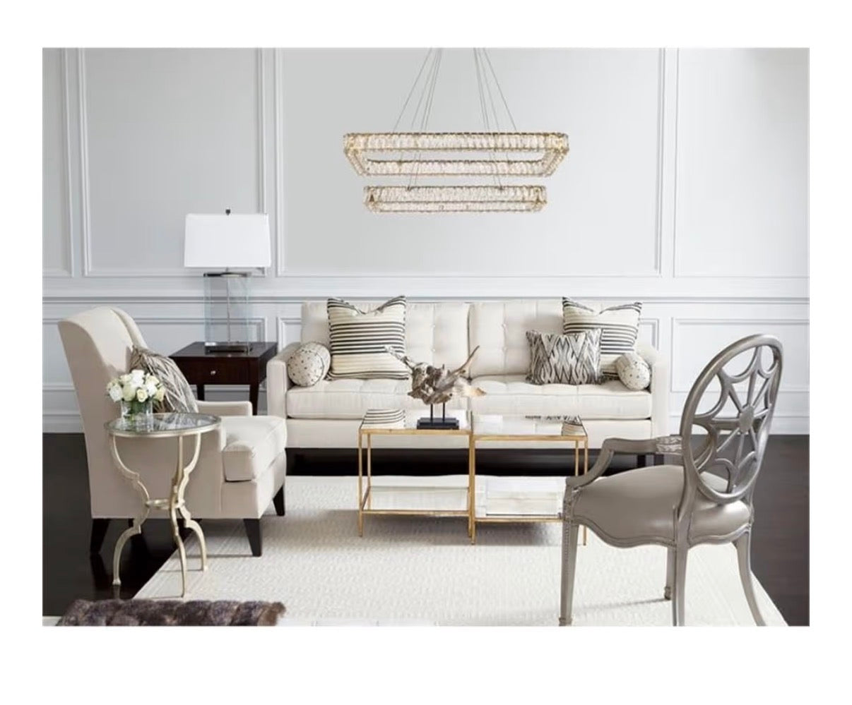 Elegant Lighting Monroe 42 Inch Led Double Rectangle Pendant In Gold