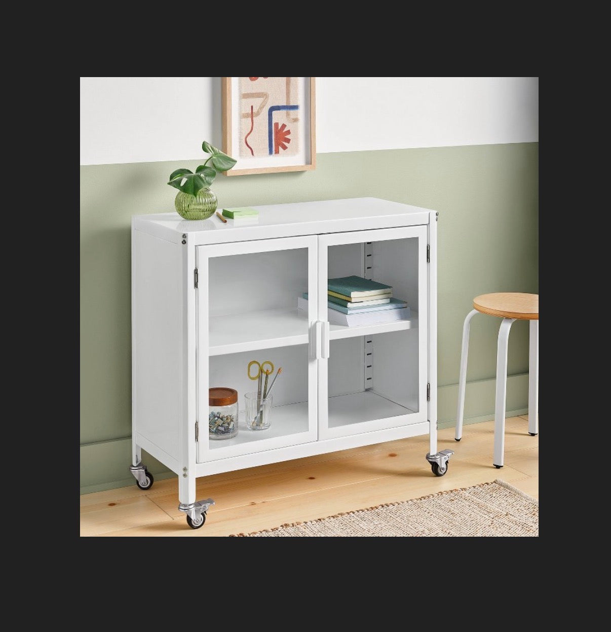 2 Door Metal Metal Rolling Locker Storage Cabinet (Chalk White) (New in Box)