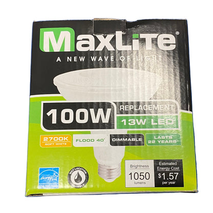 MaxLite LED PAR Lamp, 13W PAR38 Wet DIM 2700K