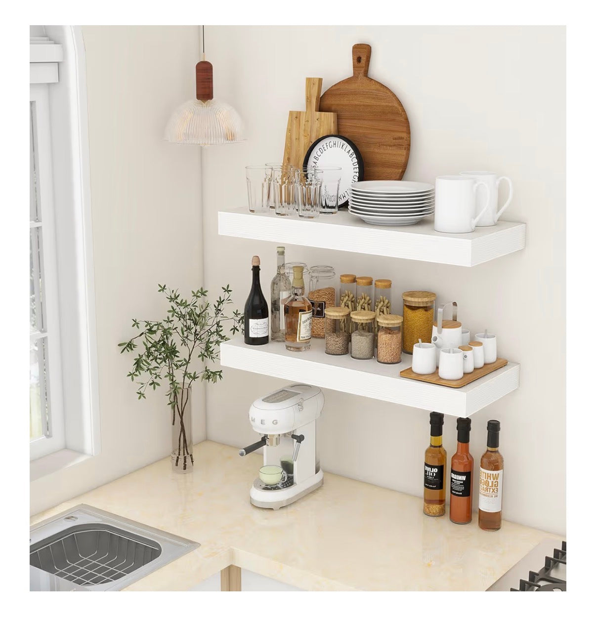 30 Inch Floating Shelves 12-Inch-Deep White Floating Shelve Set of 2