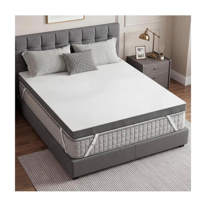 Extra Firm Mattress Topper King Size 4 Inch High Density Bed Topper Super Support Cozy Firm Mattress Pad for Back Pain Breathable Washable Cover with Ant-slip Straps (New in Box)