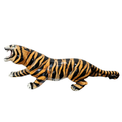 13" Vintage Ceramic Mid Century Tiger Statue