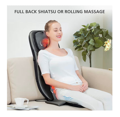 Snailax Shiatsu Neck & Back Massager with Heat, Full Back Kneading Shiatsu or Rolling Massage, Massage Chair Pad with Height Adjustment, Back Massager for Neck and Shoulder (New in Box)