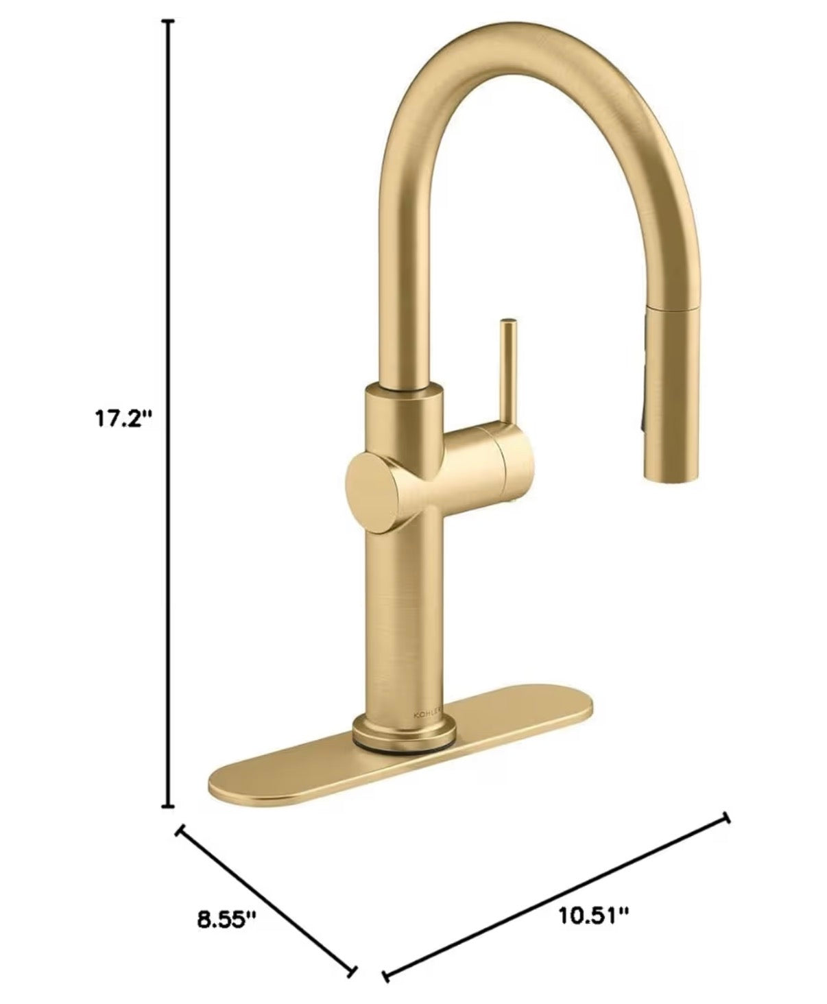 Kohler Crue Pull Down Kitchen Faucet, Pull Down Sprayer (Vibrant Brushed Modern Brass) (New in Box)
