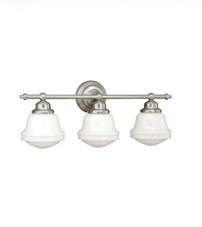 Huntley 24 inch 3 light satin nickel transitional bathroom vanity light bar