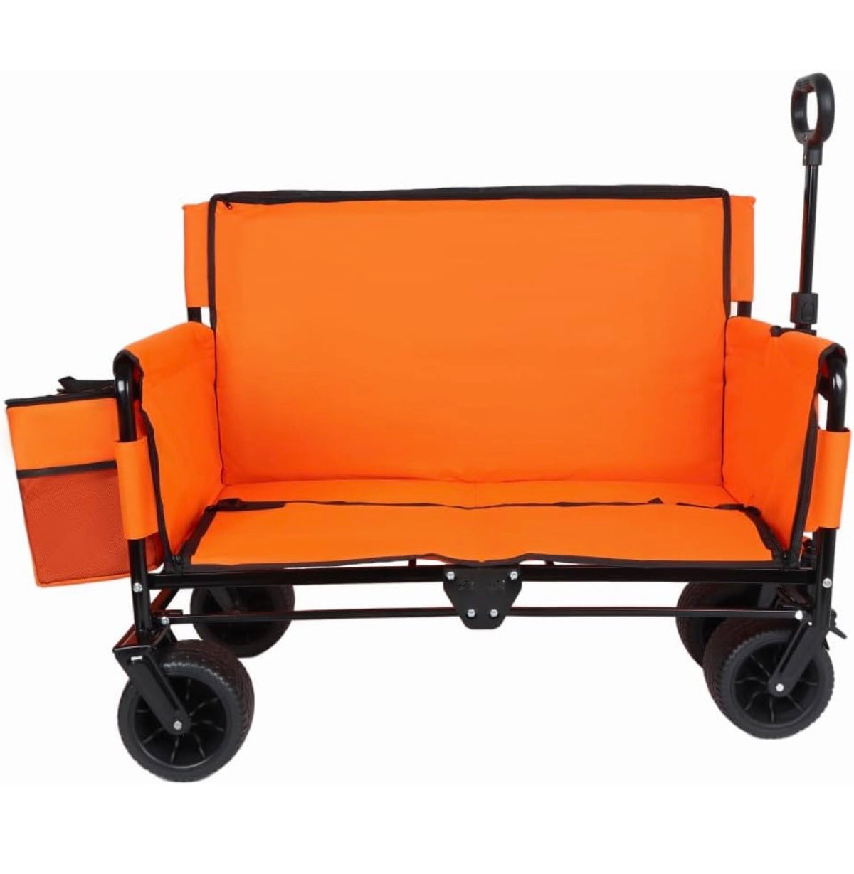 3-in-1 Folding Wagon Cart with Bench Seat, 500 lbs Capacity Heavy Duty Utility Wagon for Camping, Beach, All Terrain 180L Storage (Orange) (New in Box)