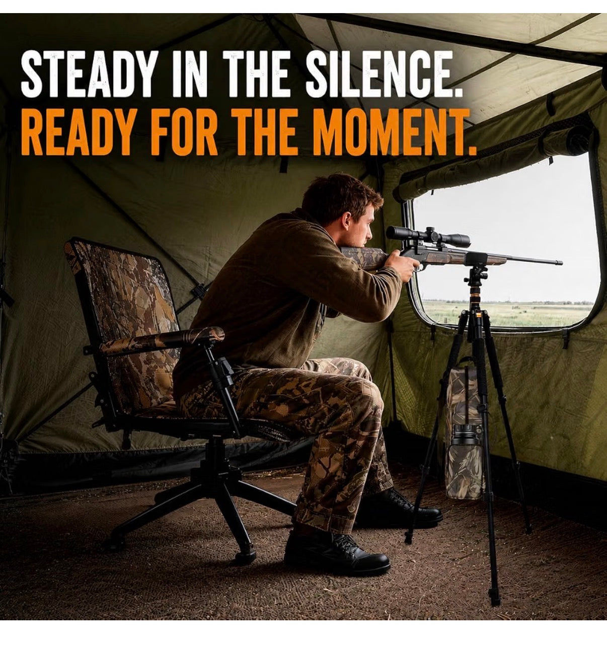 Hunting Tripod, Riffle Shooting Tripod with integrated Vise Clamp Heavy Duty Aluminum Shooting Rest with Custom Carry Bag, Adjustable 18 Inch-61 Inch Stable Gun Stand & Shooting Stick for Hunting (New in Box)