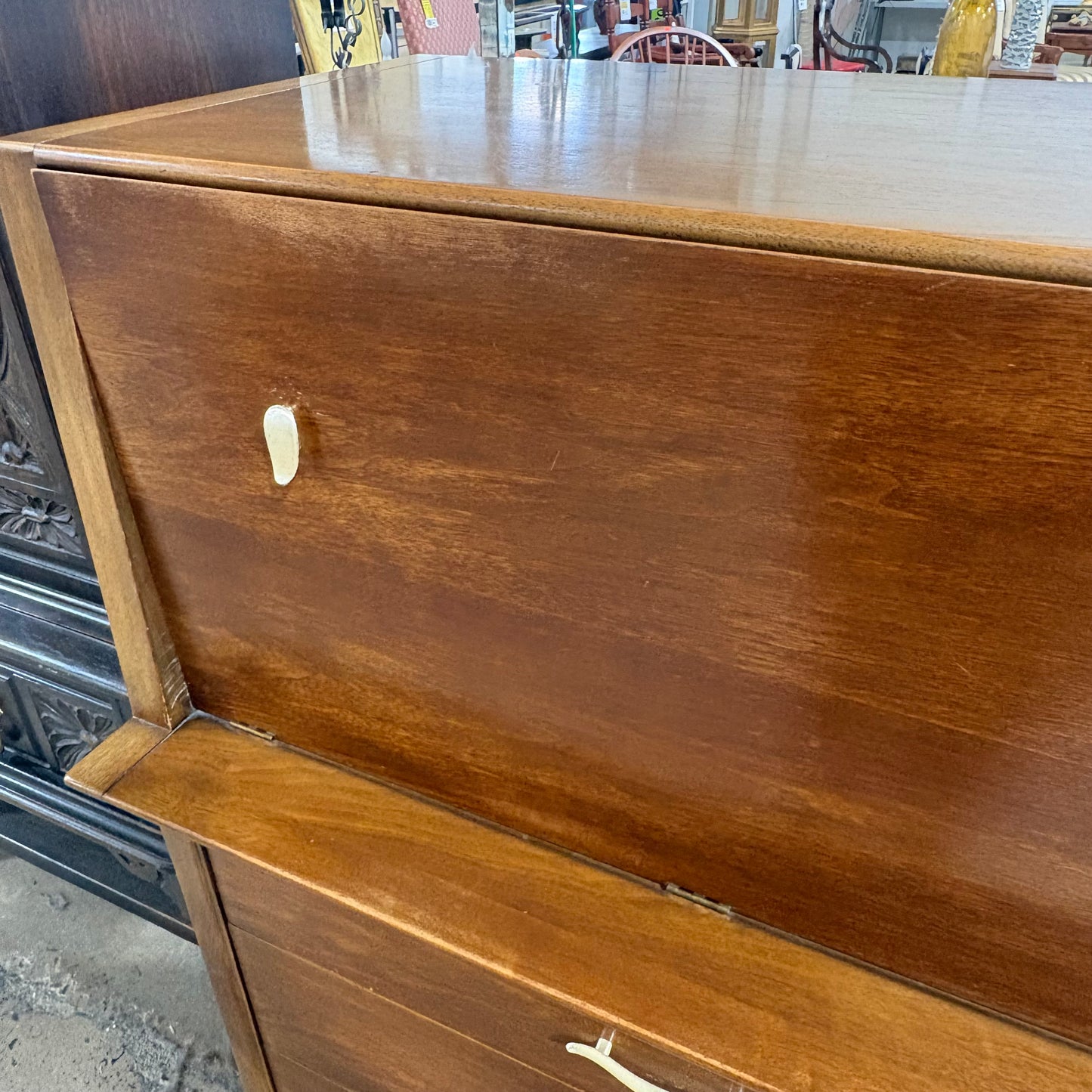 John Van Koert for Drexel Mid-Century Walnut Highboy Dresser, 1959